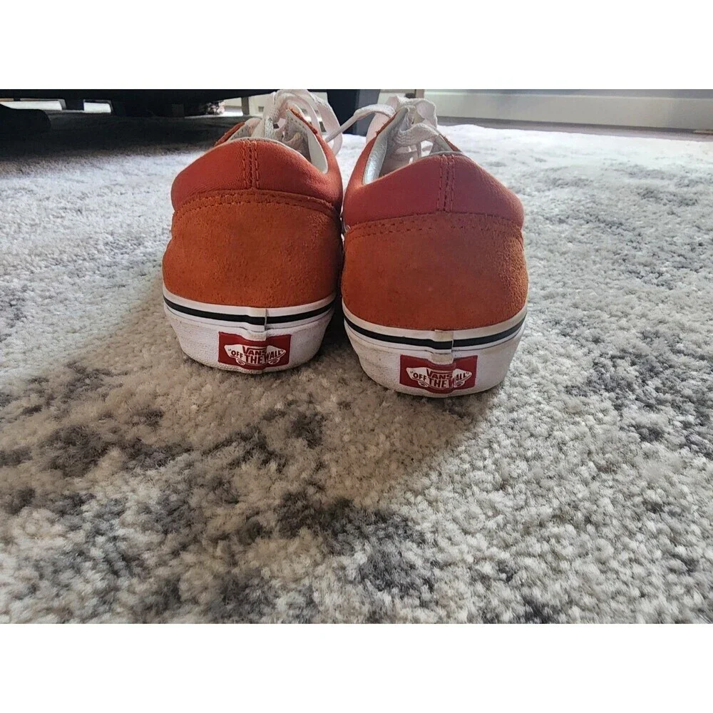 Vans Old Skool Orange Skate Canvas Low Top Lace Up Shoes US Kids Size 7
